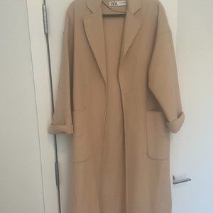 Zara camel wrap coat with belt